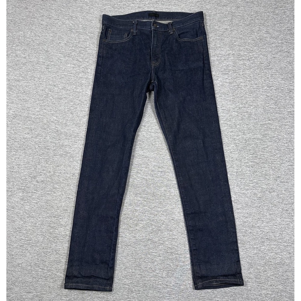 Uniqlo Jeans Mens 32x32 Blue Selvedge Kaihara Japan Denim Slim Straight Mid Rise - Picture 2 of 11